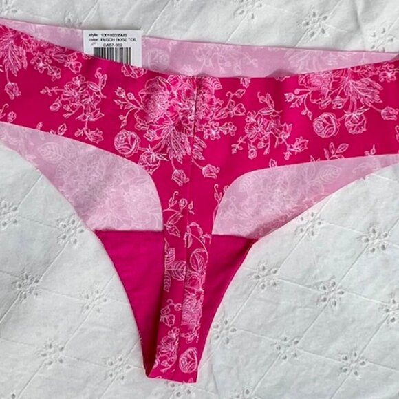 Aqua Thong Fusch Rose Bandana Stretch Panties Size Medium - Picture 2 of 2